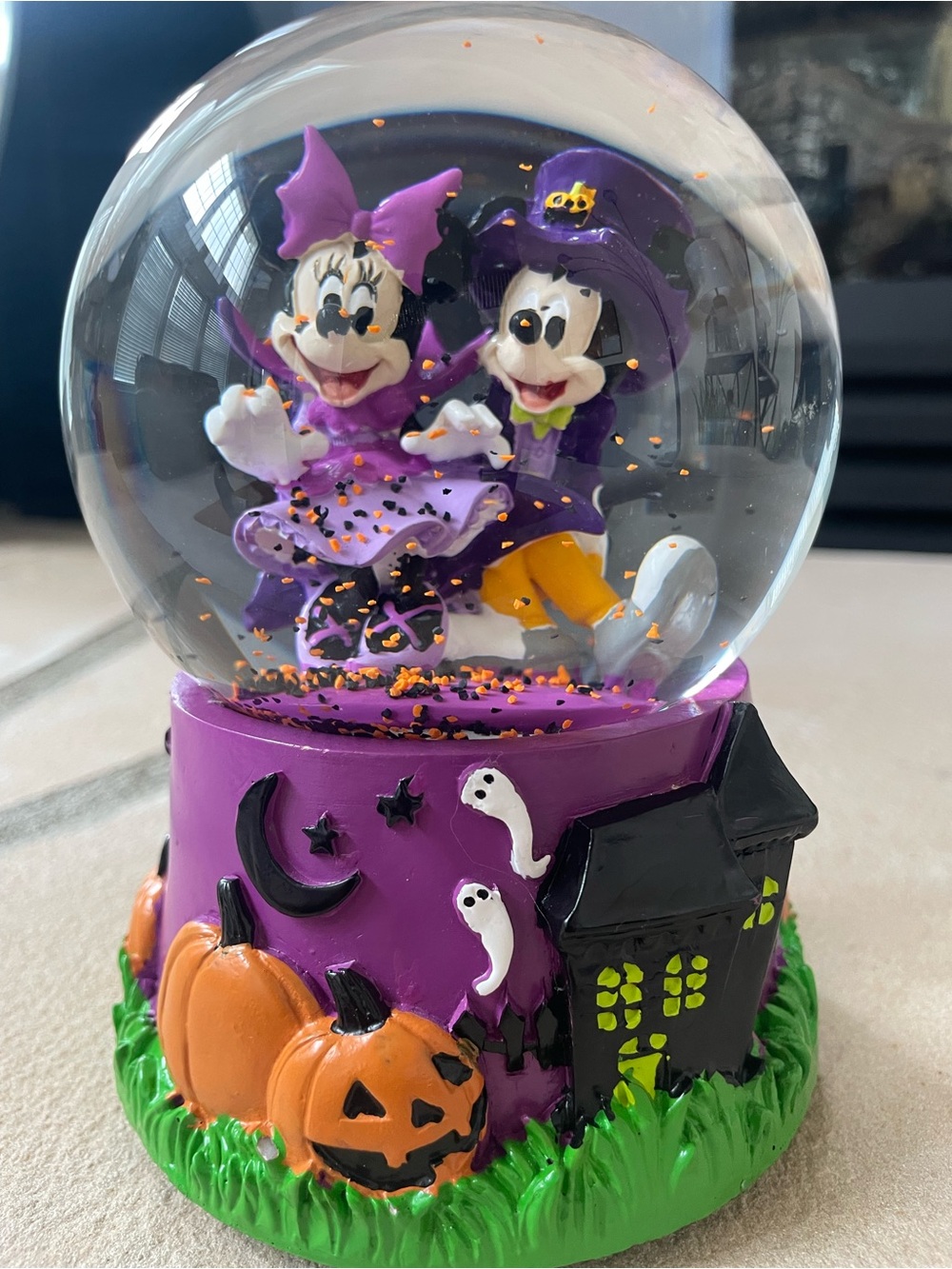 Disney Mickey & Minnie Mouse Halloween Snow Globe Home Decor New Unused